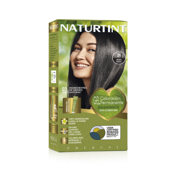 [Màu đen 1N] Gel nhuộm phủ bạc, dưỡng tóc với 27 thảo mộc Naturtint