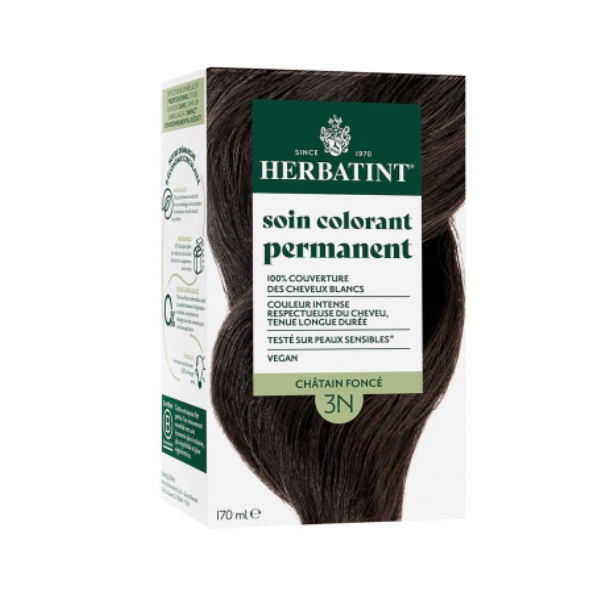 [Màu nâu hạt dẻ tối 3N] Gel nhuộm phủ bạc, dưỡng tóc với 8 thảo mộc Herbatint