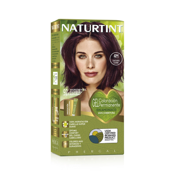 [Màu gỗ gụ 4M] Gel nhuộm phủ bạc, dưỡng tóc với 27 thảo mộc Naturtint