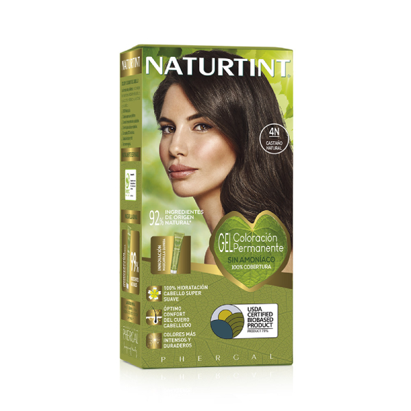 [Màu hạt dẻ 4N] Gel nhuộm phủ bạc, dưỡng tóc với 27 thảo mộc Naturtint