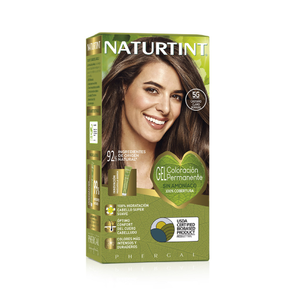 [Màu nâu vàng sáng 5G] Gel nhuộm phủ bạc, dưỡng tóc với 27 thảo mộc Naturtint