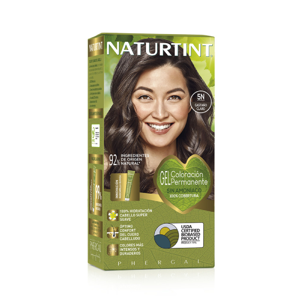 [Màu hạt dẻ sáng 5N] Gel nhuộm phủ bạc, dưỡng tóc với 27 thảo mộc Naturtint