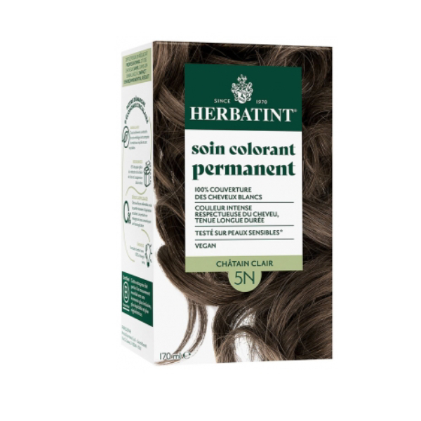 [Màu nâu hạt dẻ sáng 5N] Gel nhuộm phủ bạc, dưỡng tóc với 8 thảo mộc Herbatint