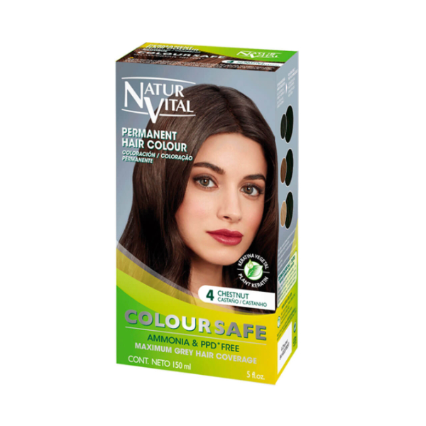 [Màu nâu hạt dẻ số 4] Gel nhuộm phủ bạc, dưỡng tóc an toàn Naturvital Colour Safe không PPD