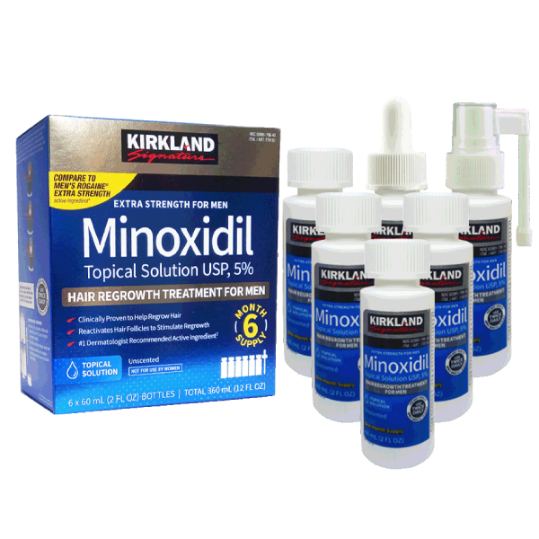 Hộp 6 lọ minoxidil 5% dạng dung dịch hiệu Kirkland chính hãng Mỹ