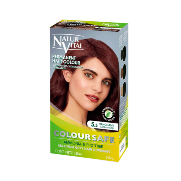 [Màu nâu gỗ gụ số 5.5] Gel nhuộm phủ bạc, dưỡng tóc an toàn Naturvital Colour Safe không PPD