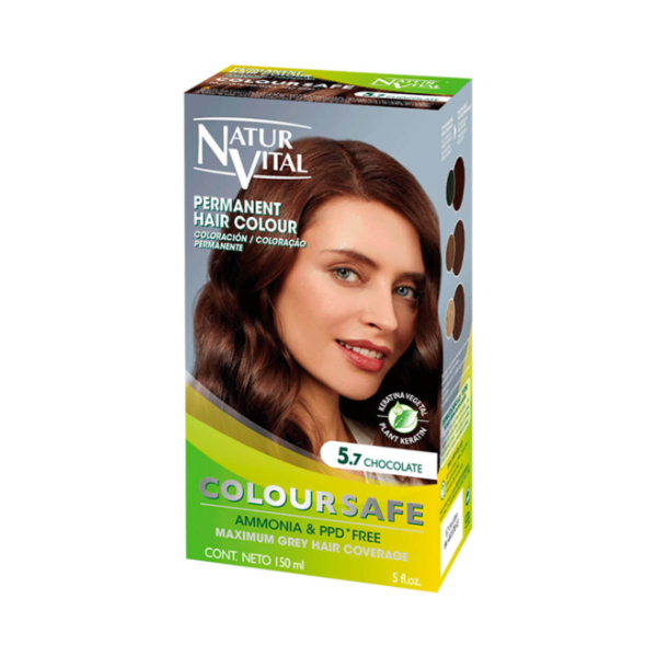 [Màu sôcôla số 5.7] Gel nhuộm phủ bạc, dưỡng tóc an toàn Naturvital Colour Safe không PPD