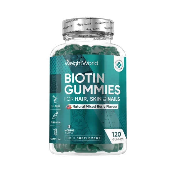 Kẹo ngậm biotin 5.000 mcg kèm 12 vitamin và khoáng chất thiết yếu cho da, móng, tóc WeightWorld Biotin Gummies