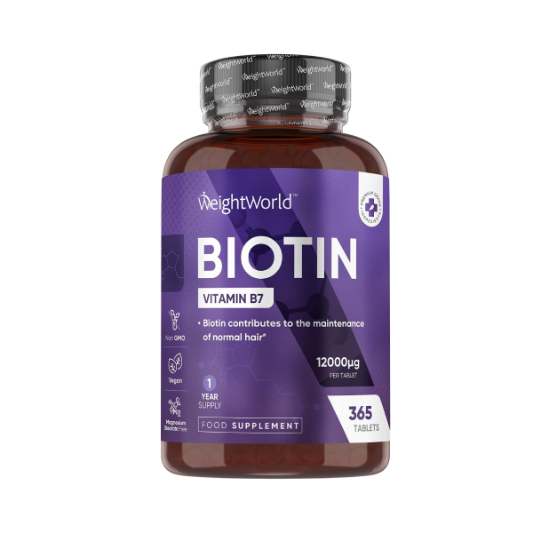 Viên bổ sung biotin hàm lượng cao 12.000 mcg WeightWorld (365 viên x 1 năm dùng)