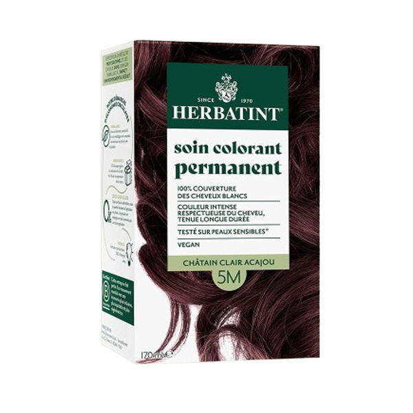 [Màu gỗ gụ sáng 5M] Gel nhuộm phủ bạc, dưỡng tóc với 8 thảo mộc Herbatint