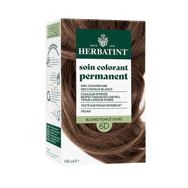 [Màu vàng ấm tối 6D] Gel nhuộm phủ bạc, dưỡng tóc với 8 thảo mộc Herbatint