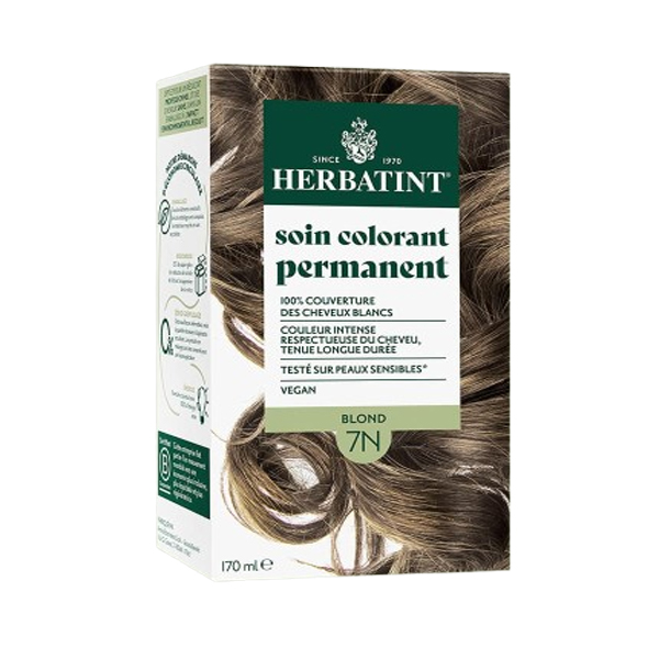 [Màu vàng 7N] Gel nhuộm phủ bạc, dưỡng tóc với 8 thảo mộc Herbatint