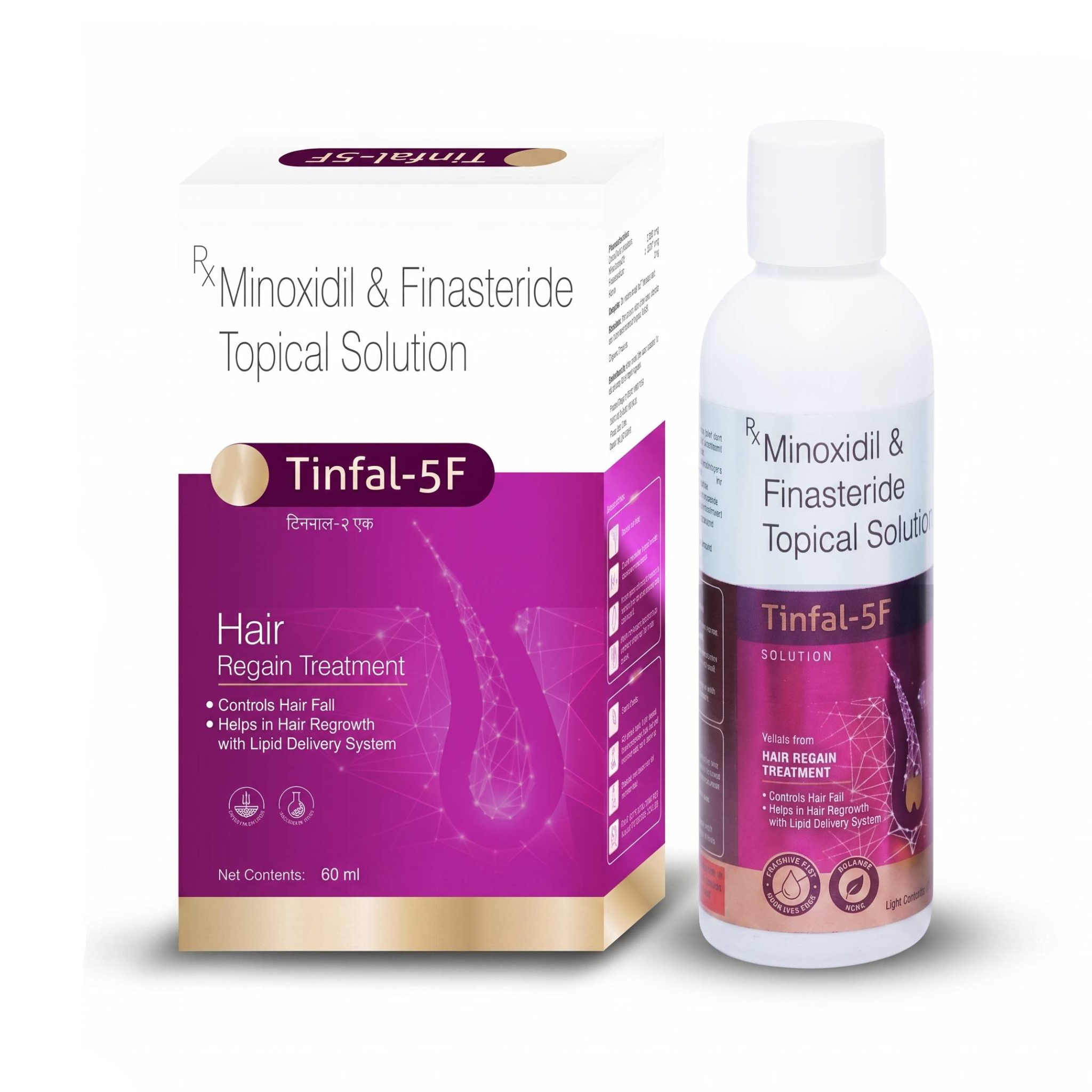 Dung dịch bôi tóc Tinfal 5F (minoxidil 5% + finasteride) giúp ngăn rụng và thúc đẩy mọc tóc