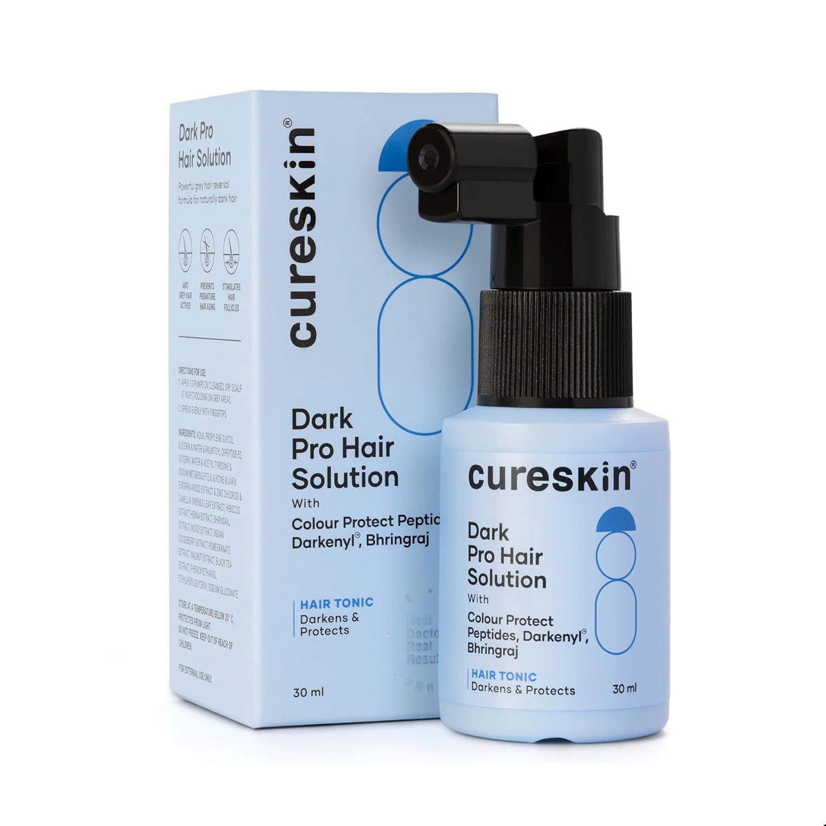 Cureskin Dark Pro Hair Solution cải thiện tóc bạc sớm, nuôi dưỡng sắc tố tóc tự nhiên - Tóc Xanh